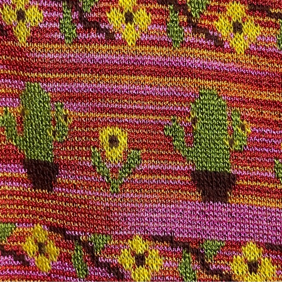 Zara pink 60s mod cactus cardigan jacquard knit button up sweater funky design - Picture 6 of 10